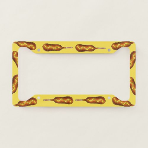 Yellow Mustard Hot Corn Dog Corndog Carnival Food License Plate Frame