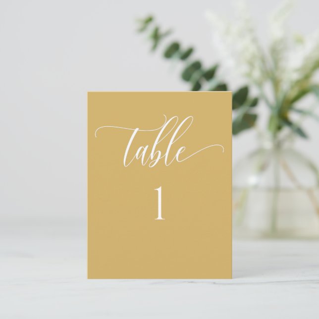 Yellow Mustard Modern Minimalist Table Number (Standing Front)