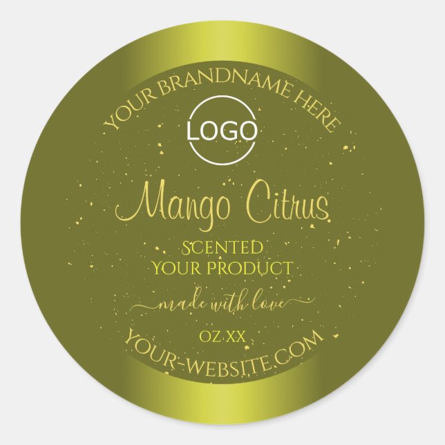 Yellow Mustard Product Label Gold Glitter Add Logo (Front)