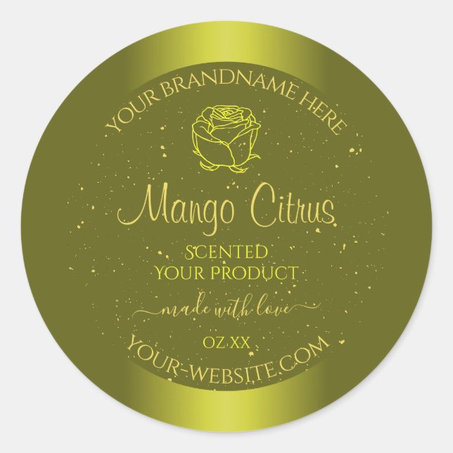 Yellow Mustard Product Labels Gold Glitter Floral (Front)