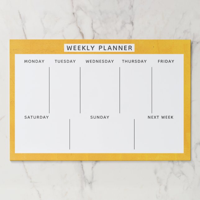 yellow mustard productivity weekly planner paper pad (Front)