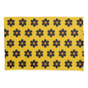 Yellow Mustard Retro Y2K Bold Blossom Tropical Pillow Case