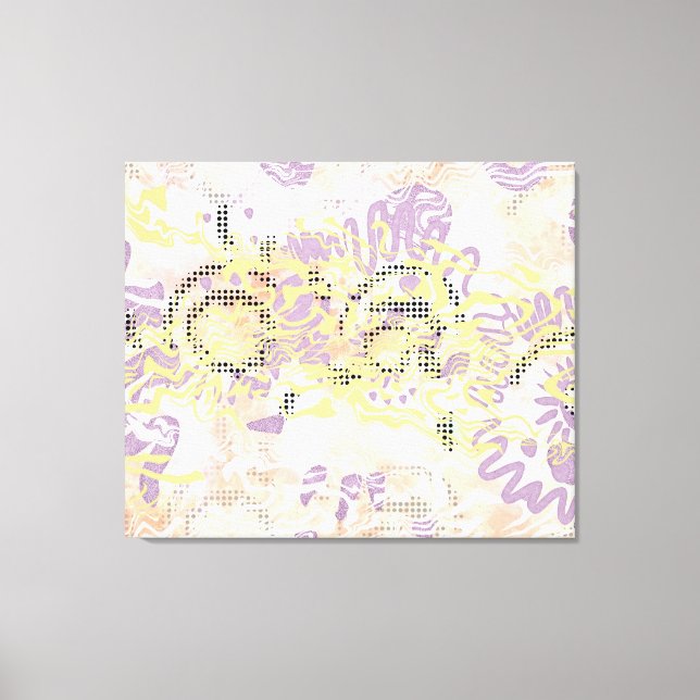 Yellow Mustard wiggle lines and cloudy orange Canvas Print (Front)