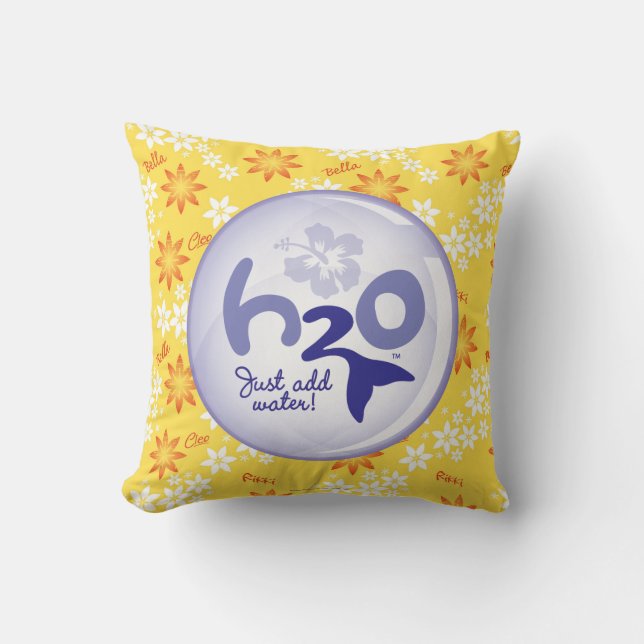 Yellow Name Pattern Throw Pillow (Front)
