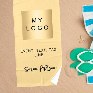 Yellow name signature business logo beach towel