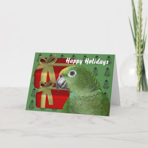 Yellow Naped Amazon Parrot Christmas Holiday Card