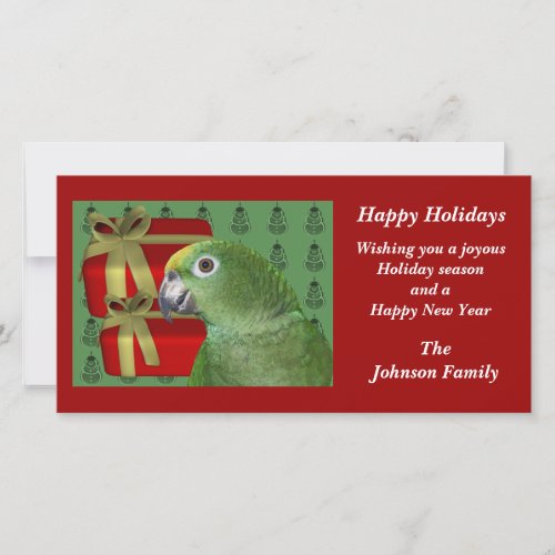 Yellow Naped Amazon Parrot Christmas Holiday Card