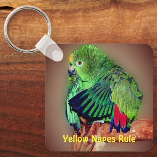 Yellow Naped Amazon Parrots Rule Cute  Keychain