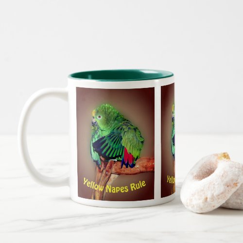 Yellow Naped Amazon Parrots Rule Cute Two_Tone Coffee Mug