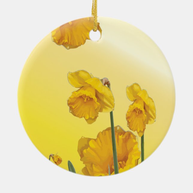 Yellow Narcissus Daffodil Ceramic Ornament (Back)
