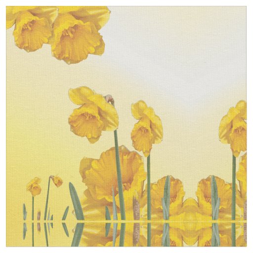 Yellow Narcissus Daffodil  Retro Vintage look Fabric