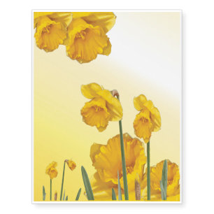 Yellow Narcissus Daffodil Retro Vintage look Temporary Tattoos