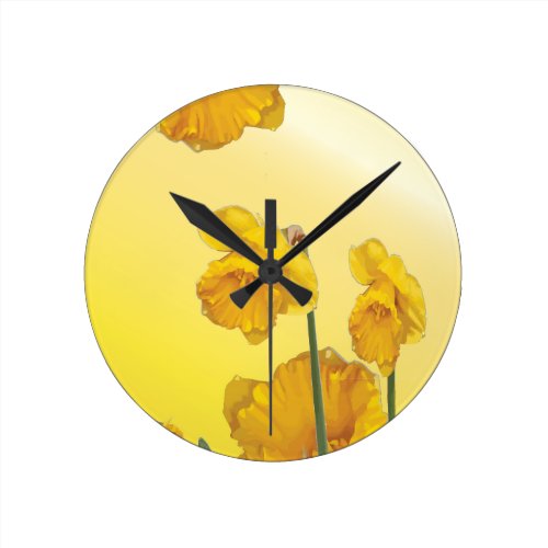 Yellow Narcissus Daffodil Round Clock