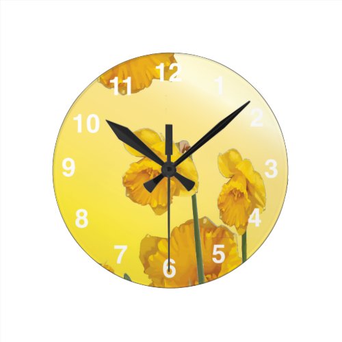 Yellow Narcissus Daffodil Round Wall Clock