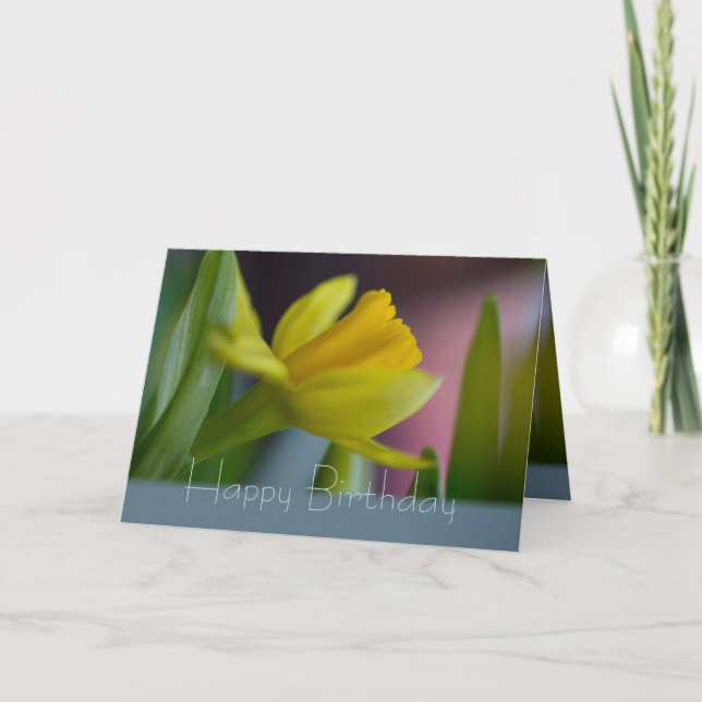 Yellow narcissus flower CC0743 Happy Birthday Card (Front)