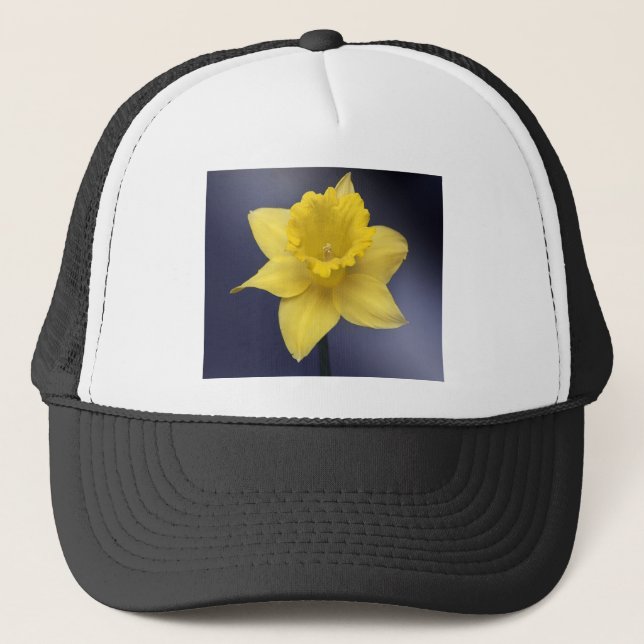 Yellow Narcissus Flower Floral watercolor paint Trucker Hat (Front)