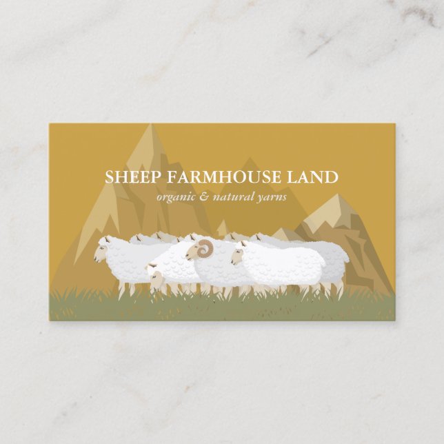 Yellow Nature Mountain Farm sheep Business Card (Front)
