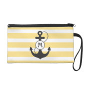 Yellow Nautical Anchor Monogram Wristlet (Front)