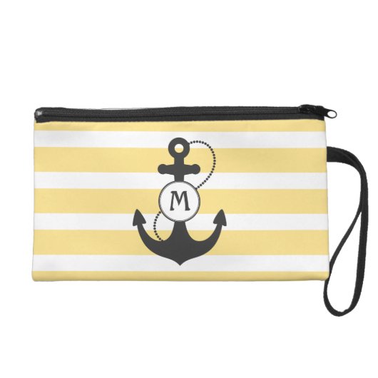Yellow Nautical Anchor Monogram Wristlet (Front)