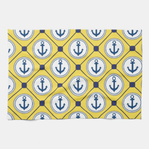Yellow Nautical Anchor Pattern Towel