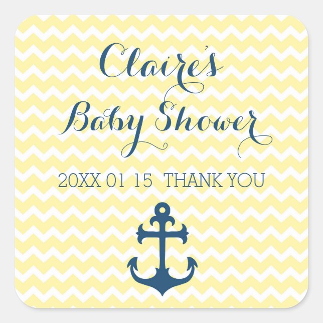 Yellow Nautical Baby Shower Favor Stickers (Front)