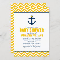 Yellow Nautical Baby Shower Invitation