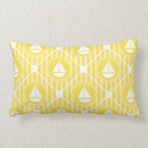 Yellow Nautical Sailboat Lumbar Pillow