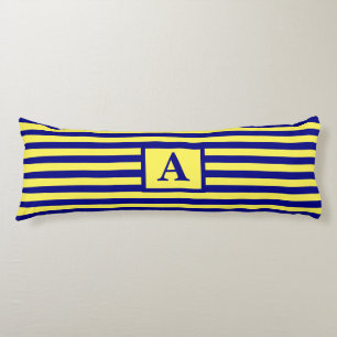 Yellow Navy Blue Nautical Monograms Stripes Cute Body Pillow