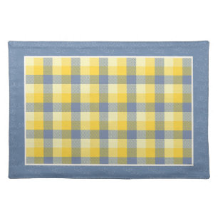 Yellow & Navy Buffalo Plaid & Navy Border Cloth Placemat