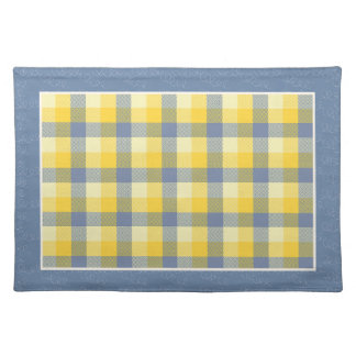 Yellow & Navy Buffalo Plaid & Navy Border Cloth Placemat