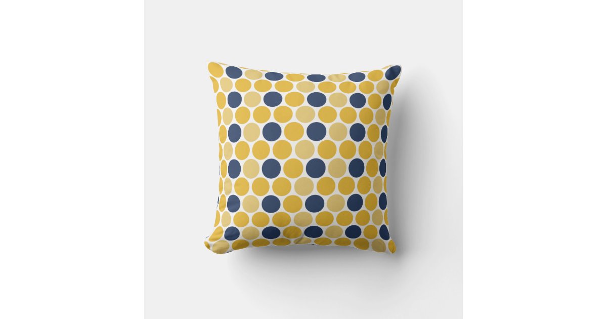 Yellow & Navy Geometric Throw Pillow 16x16 Zazzle