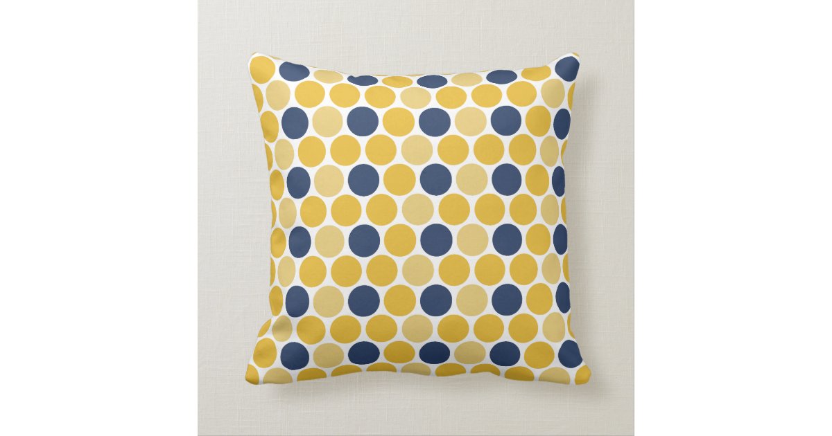Yellow & Navy Geometric Throw Pillow 16x16
