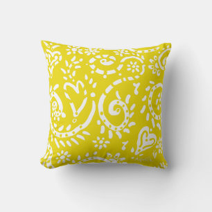 Yellow/navy pip pillow