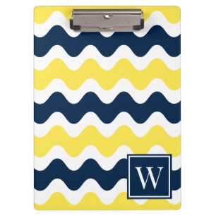 Yellow & Navy Preppy Ric Rac Stripe Clipboard