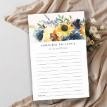 Yellow Navy Sunflowers Floral Wedding Advice Card<br><div class="desc">Yellow Navy Sunflowers Floral Watercolor Theme Collection.- it's an elegant script watercolor Illustration of yellow navy sunflower floral Perfect for your Rustic Fall Country wedding & parties. It’s very easy to customize,  with your personal details. If you need any other matching product or customization,  kindly message via Zazzle.</div>