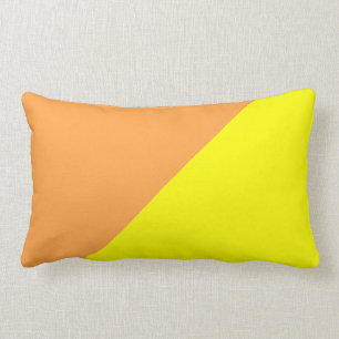 Yellow & Neon Carrot Solid Color Background Lumbar Pillow