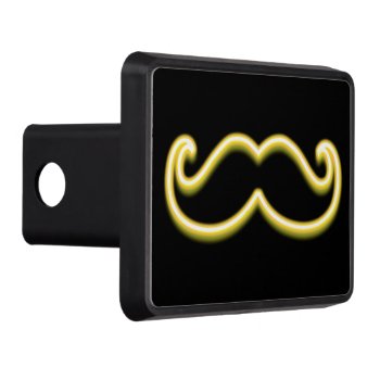 Yellow Neon Classic Mustache On Hitch Print Tow Hitch Cover by MustacheShoppe at Zazzle