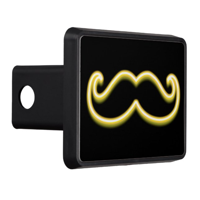 Yellow Neon Classic Mustache on Hitch Print Tow Hitch Cover (Right)