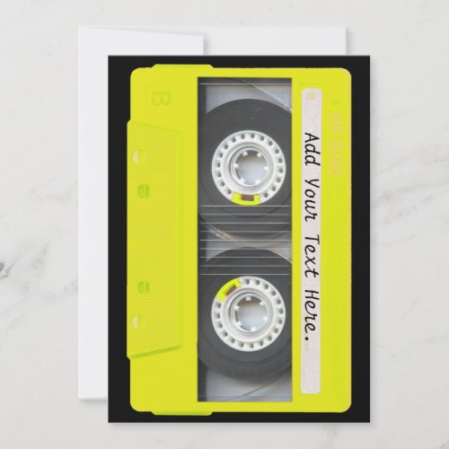 Yellow Neon Customizable Cassette Tape Custom Announcements
