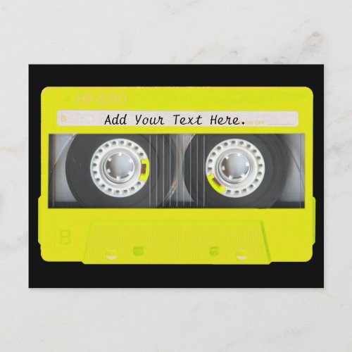 Yellow Neon Customizable Cassette Tape Postcard