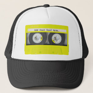 Yellow Neon Customizable Cassette Tape Trucker Hat