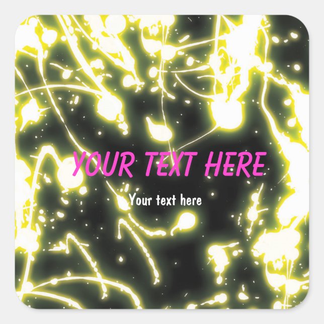 Yellow neon glow stick party sticker label (Front)