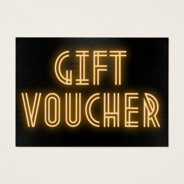Yellow Neon Sign Art Deco Gift Voucher (Front)