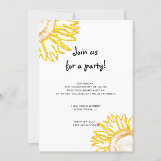 Yellow Neon Sunflower Party Invitation