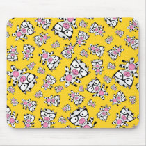 Yellow nerd cow pattern mouse pad