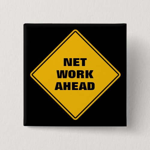 Yellow network ahead classic road sign button