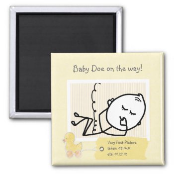 Yellow New Baby Ultrasound Photo Custom Duck Magnet by FamilyTreed at Zazzle