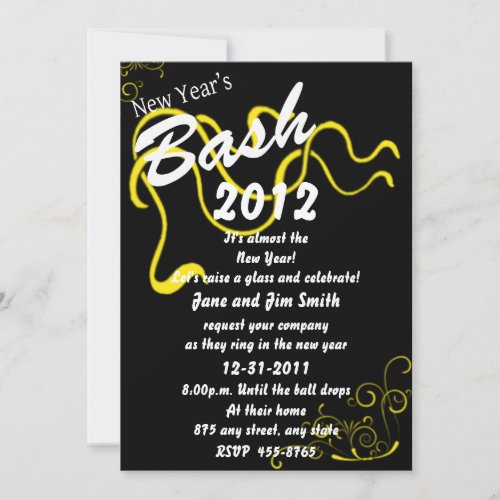 Yellow New Years Bash Invitation