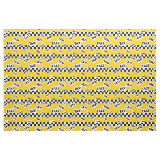 Yellow New York Taxi Cab Driver Checkerboard Fabric