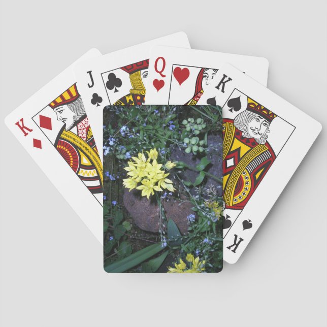 Yellow Night Flowers Photo Poker Cards (Back)